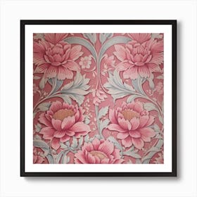 Vintage pink flowers wallpaper Art Print