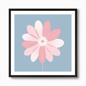 A White And Pink Flower In Minimalist Style Square Composition 711 Art Print