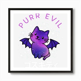 Hot Trend Pastel Goth Cat Bat Anime Kawaii Gift Galaxy Art Print