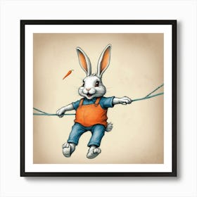 Rabbit On A Rope 2 Art Print