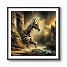 Giraffe In The Forest Art Print