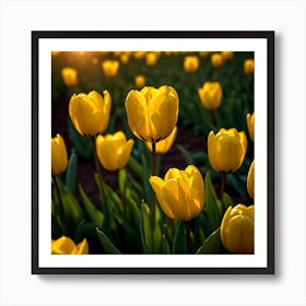 Yellow Tulips At Sunset Art Print