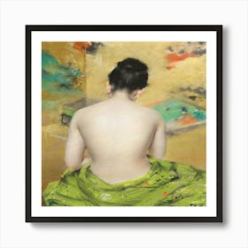 Woman In A Green Dress Art Print