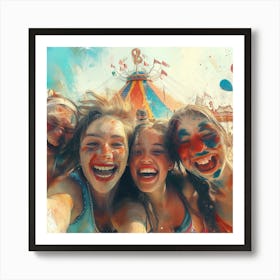 Happy Friends At The Carnival Art Print