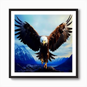 Bald Eagle, eagle rendering while flying Art Print