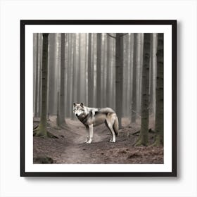 Wolf In The Forest 32 Art Print