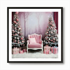 Pink Christmas Chair Affiche