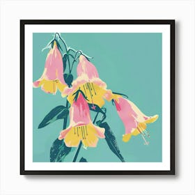 Canterbury Bells Square Flower Illustration Art Print