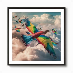 Colorful Birds In The Sky 1 Art Print