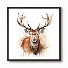 Deer Head Watercolor Painting Art Print