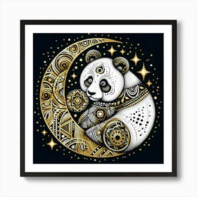 Panda Bear On The Moon Art Print