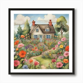 Cottage Garden Children's Drawing Art Print 0 Art Print