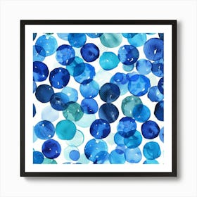 Blue Watercolor Circles 1 Art Print