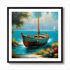 Sailboat On The Beach Art Print