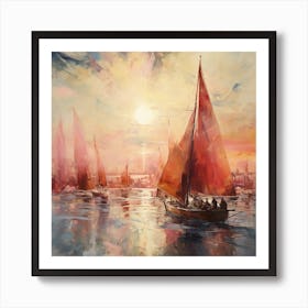 Magenta Horizons: Chausheva's Sails Art Print