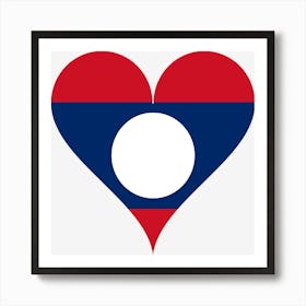 Heart Love Laos Asia South East Asia Flag Art Print