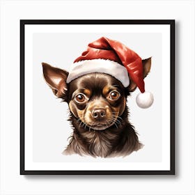 Chihuahua Santa Hat 2 Art Print