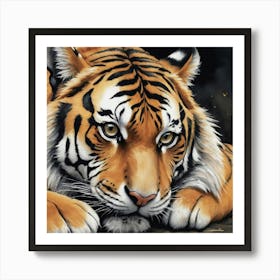 Tiger Doesn't Lose Sleep Animal Art Print 2 Art Print