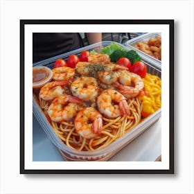 Shrimp Meal In A Container Art Print