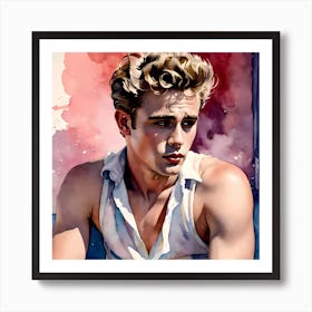 Iconic James Dean Watercolor Painting Art Print