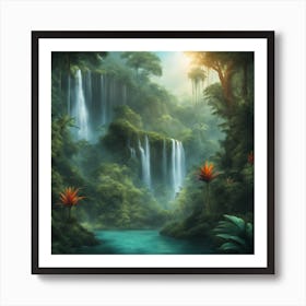 Waterfall In The Jungle Art Print