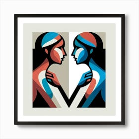 Two Women Facing Each Other Art Print