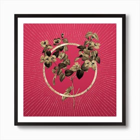 Gold Platilobium Glitter Ring Botanical Art on Viva Magenta n.0285 Art Print