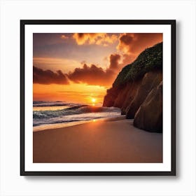 Sunset On The Beach 250 Art Print