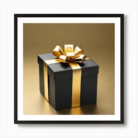 Black Gift Box With Gold Ribbon 3 Art Print