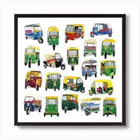 Tuk Tuks Square Art Print