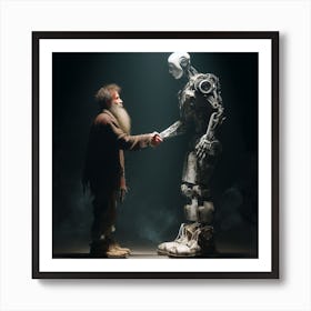Man And A Robot Art Print
