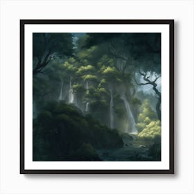 Waterfall In The Forest Art Print