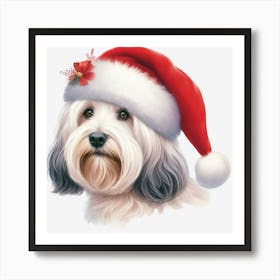 Santa Dog Art Print