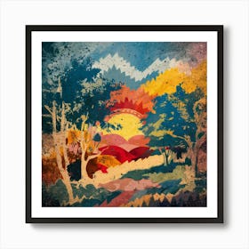 A stunning oil painting of a vibrant and abstract watercolor 11 Art Print