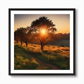 Sunset In The Meadow Art Print