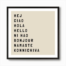 Hello Different Languages 02 Art Print