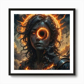 Woman With A Glowing Eye Art Print