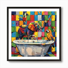 Elephant In The Bath 2 Art Print