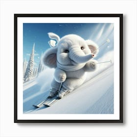 Snow Elephant Art Print