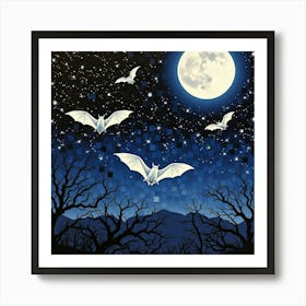 Bats In The Night Sky Art Print