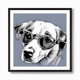 Dog With Glasses 11 Art Print