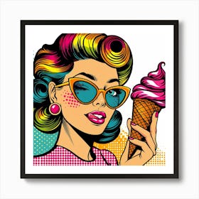 Pop Girl With Ice Cream Art Print