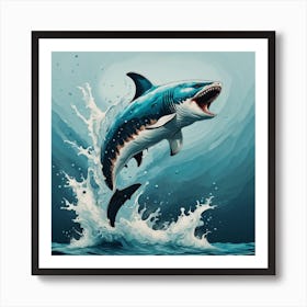 Shark Jumping Art Print