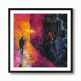 Night On The Street - abstract art, abstract painting  city wall art, colorful wall art, home decor, minimal art, modern wall art, wall art, wall decoration, wall print colourful wall art, decor wall art, digital art, digital art download, interior wall art, downloadable art, eclectic wall, fantasy wall art, home decoration, home decor wall, printable art, printable wall art, wall art prints, artistic expression, contemporary, modern art print, Art Print