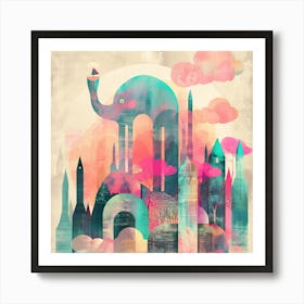 Elephant In The City 2 Art Print