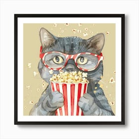 Popcorn Cat Art Print