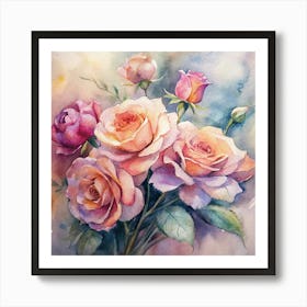 Watercolor Roses 18 Art Print