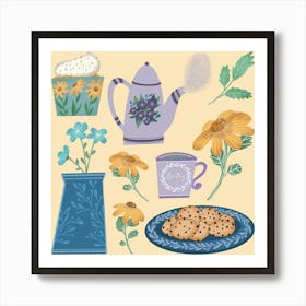 Teatime with the chocolate chip cookies Art Print