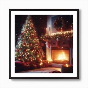 Christmas Tree In The Living Room 1 Art Print