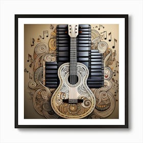 Guitar And Music Notes 4 Art Print